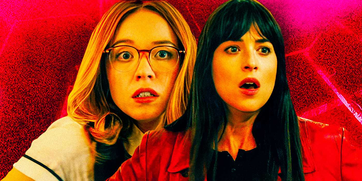 Дакота Джонсон в роли Кассандры Вебб с Сидни Свинье в роли Джулии Корнволл в Madame Web