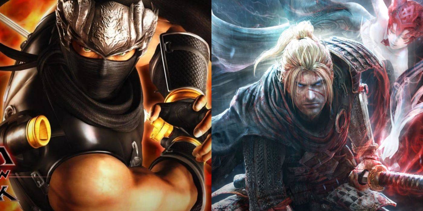 Разделенное изображение: Рю из Ninja Gaiden: Black и Уильям Адамс из Nioh.