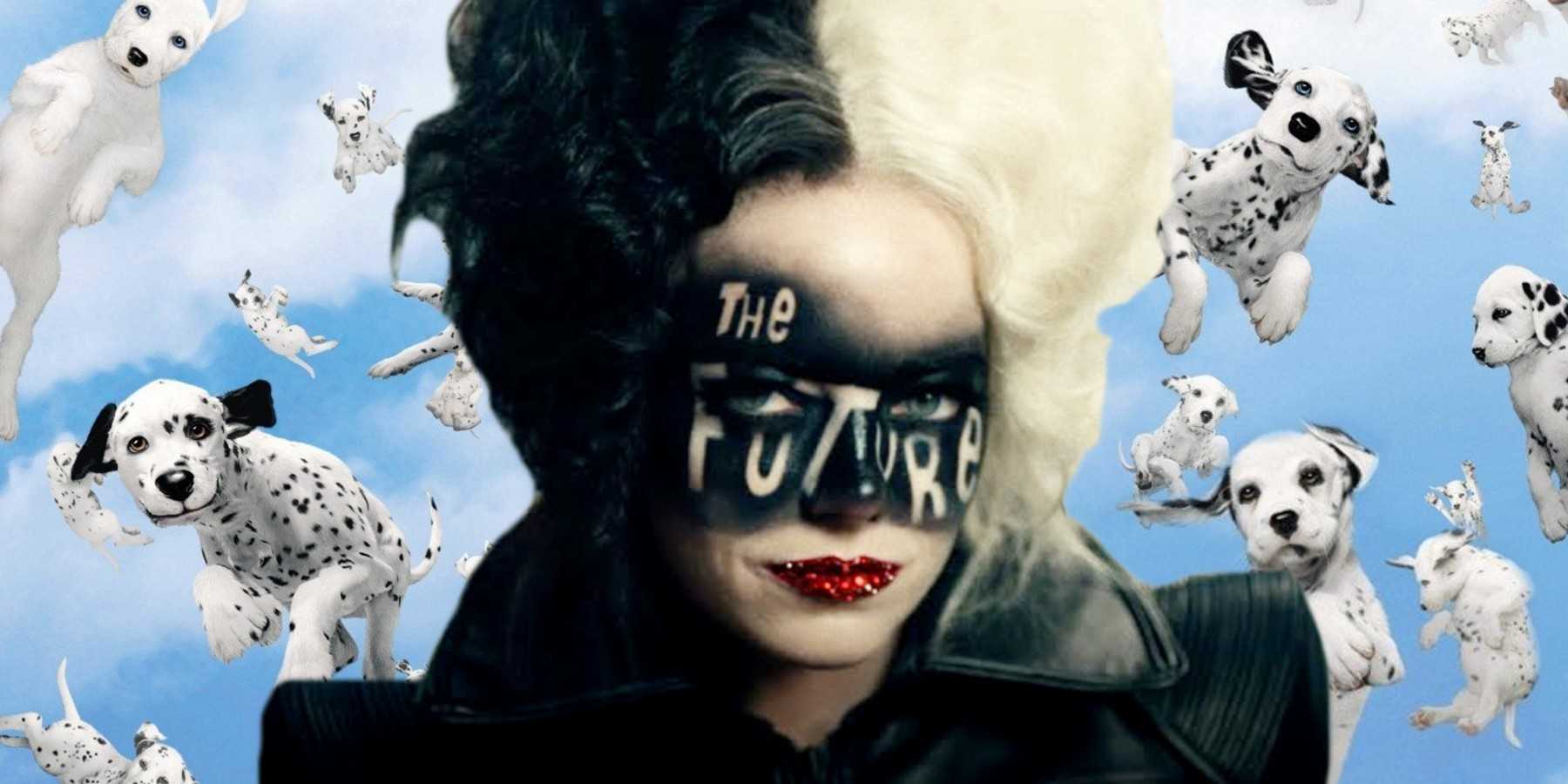 Композитное изображение Круэллы с надписью