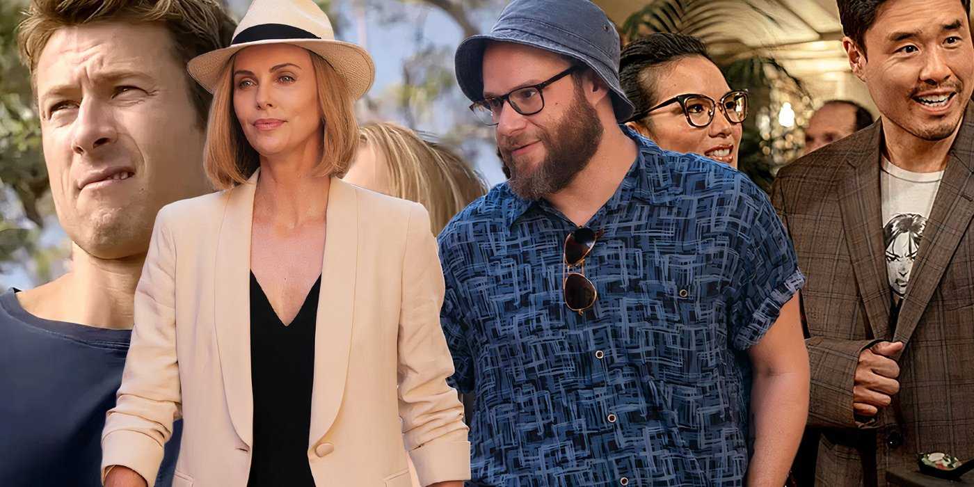 Коллаж персонажей из Anyone But You, The Long Shot, and Always Be Me Maybe