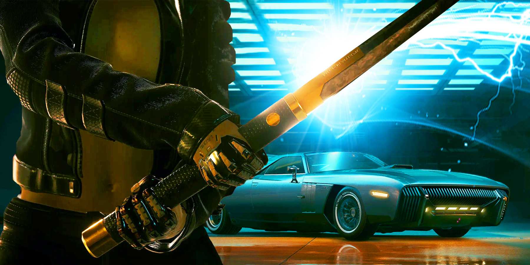 Cyberpunk 2077 Katana Byakko с автомобилем R-7 Sterling