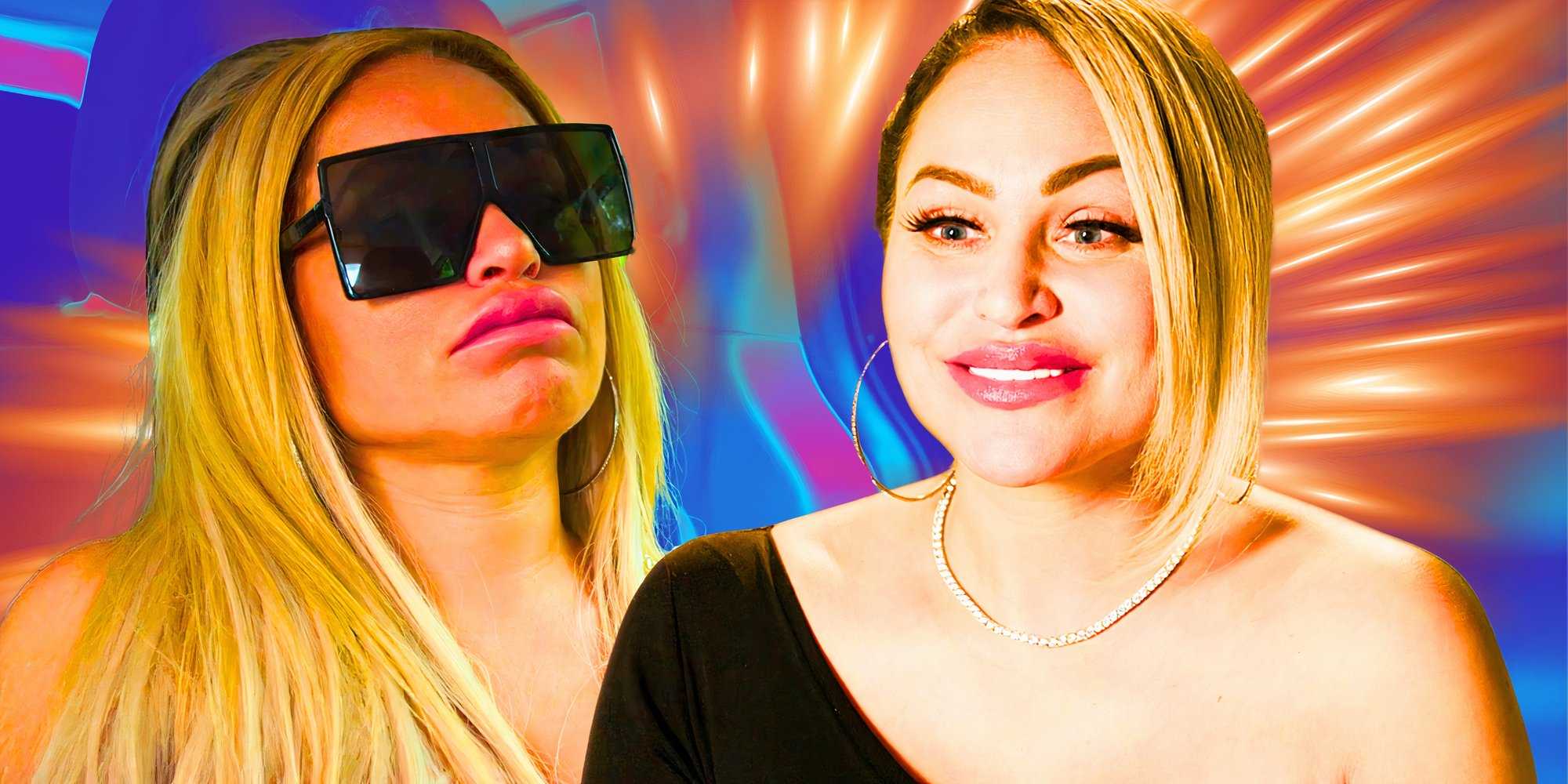 Фотография Дарси Сильвы из "90 Day Fiancé" рядом, в солнцезащитных очках и с макияжем