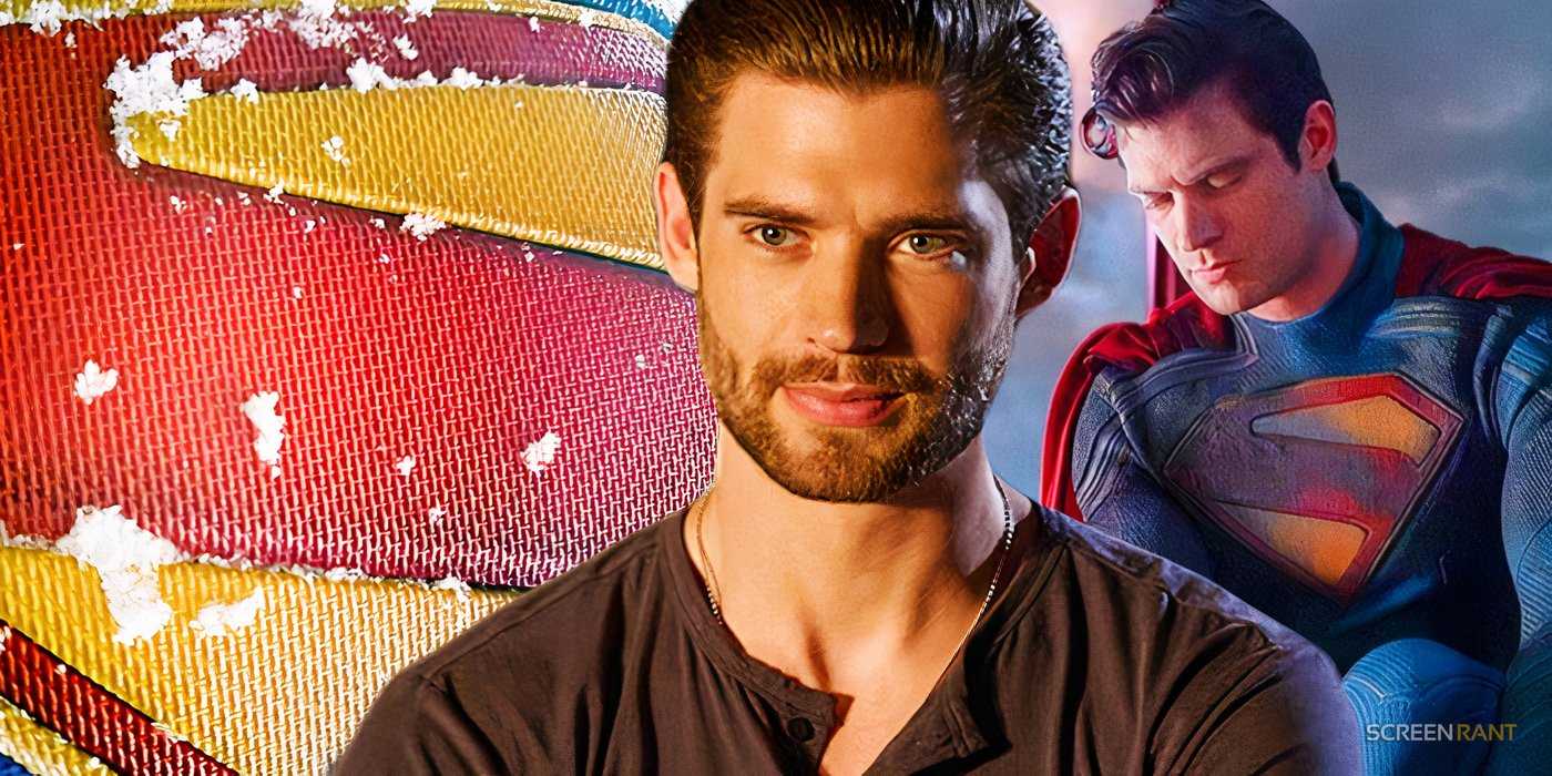 Дэвид Коренсвет в фильме "Look Both Ways" рядом со своим символом Супермена и актер, надевающий костюм Супермена