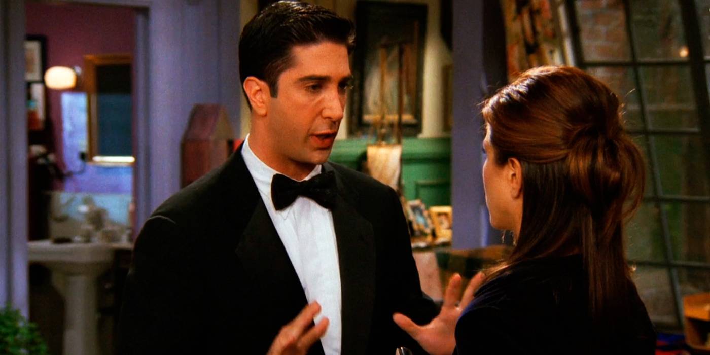 Росс разговаривает с Рэйчел в "Друзьях" "Эпизод "Когда никто не готов"