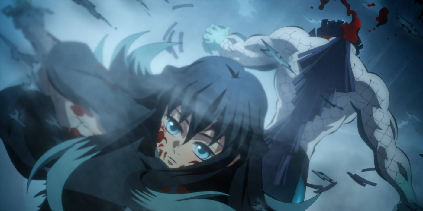 Мист Хашира Мучиро Токито побеждает демона Верхней Пятой группы, Гиокко.