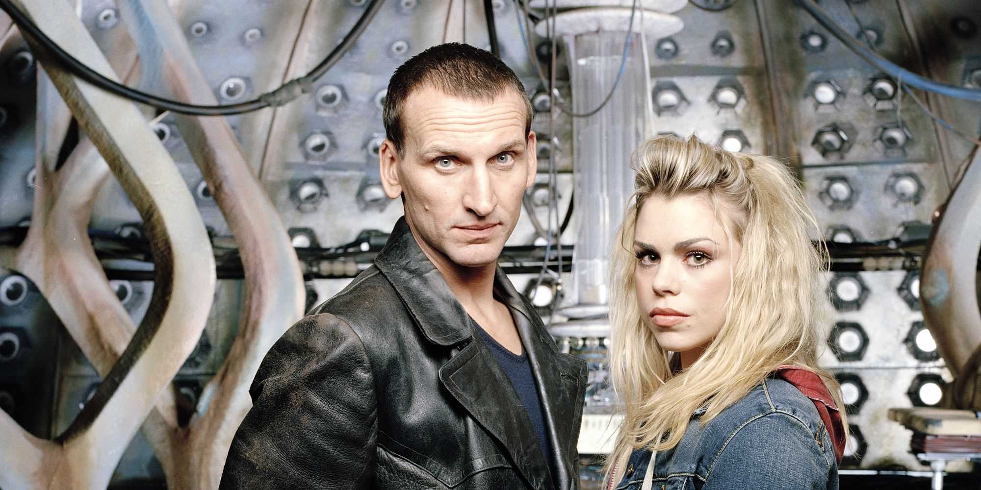 Кристофер Эклстон и Билл Пайпер в роли девятого доктора и Роуз Тайлер в "Докторе"