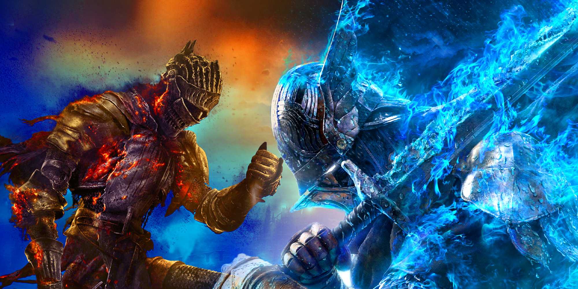 Wylder из Elden Ring Nightreing рядом с Soul of Cinder из Dark Souls 3.