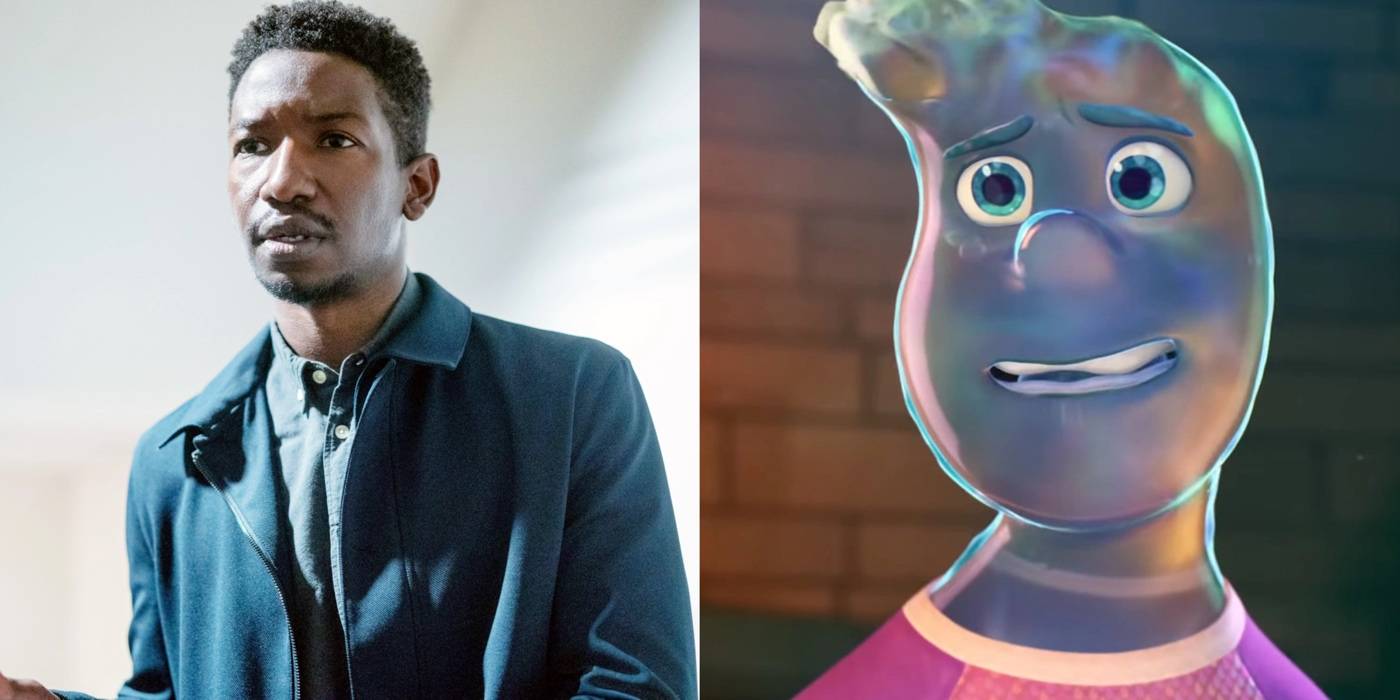 Разделенное изображение Мамуду Ати и его роль Уэда Райпл в фильме "Элементаль"