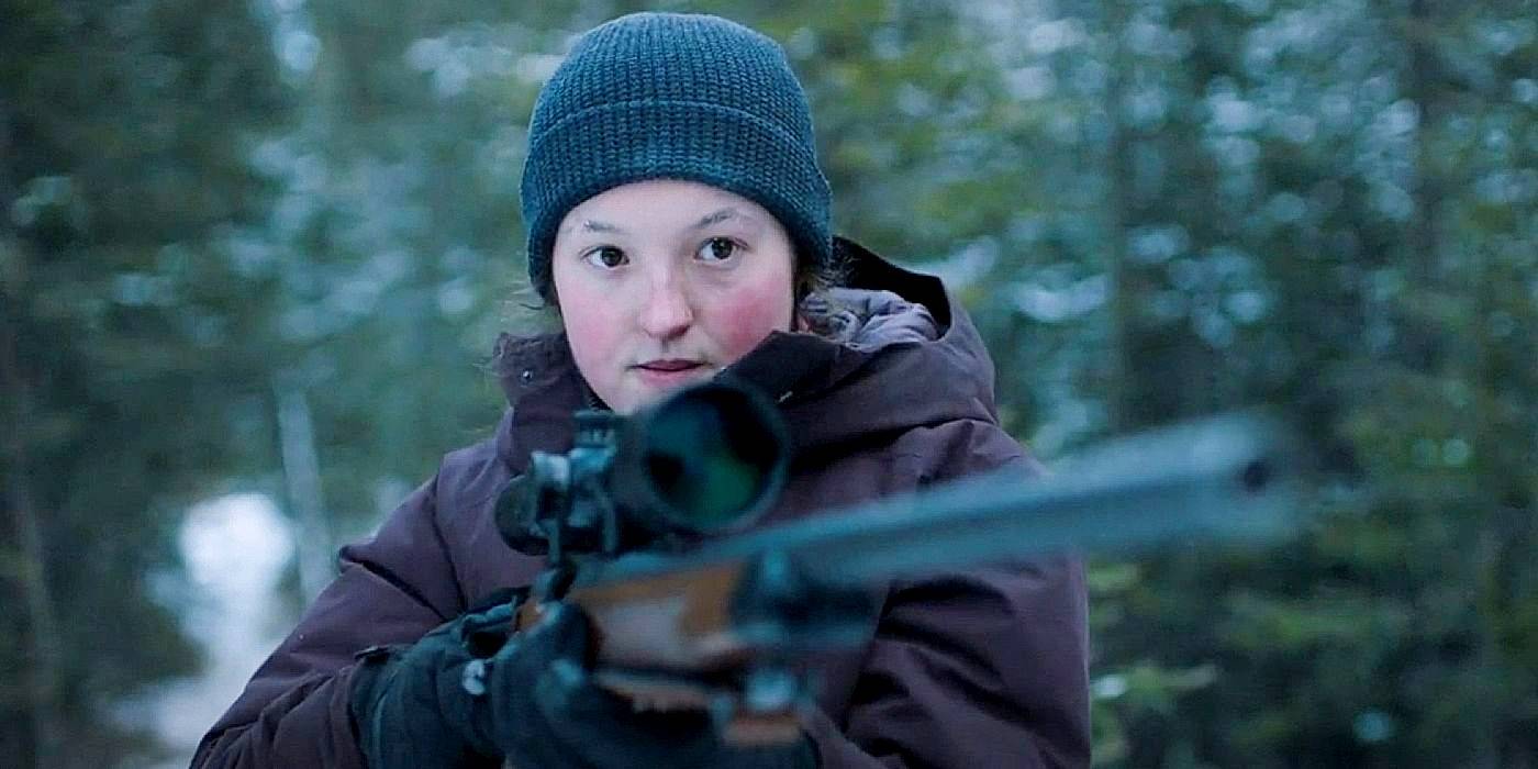Элли, направляющая винтовку на Дэвида и Джеймса в 8 эпизоде *The Last of Us*