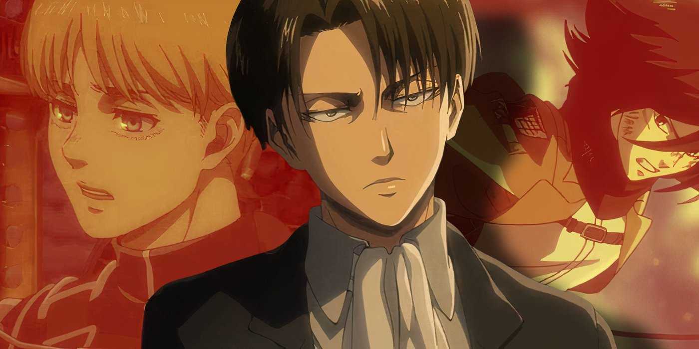 Кастомный обложка Attack on Titan, созданная Lauren Kells, с изображением Армина Арлетта, Леви Аккермана и Микасы Аккерман