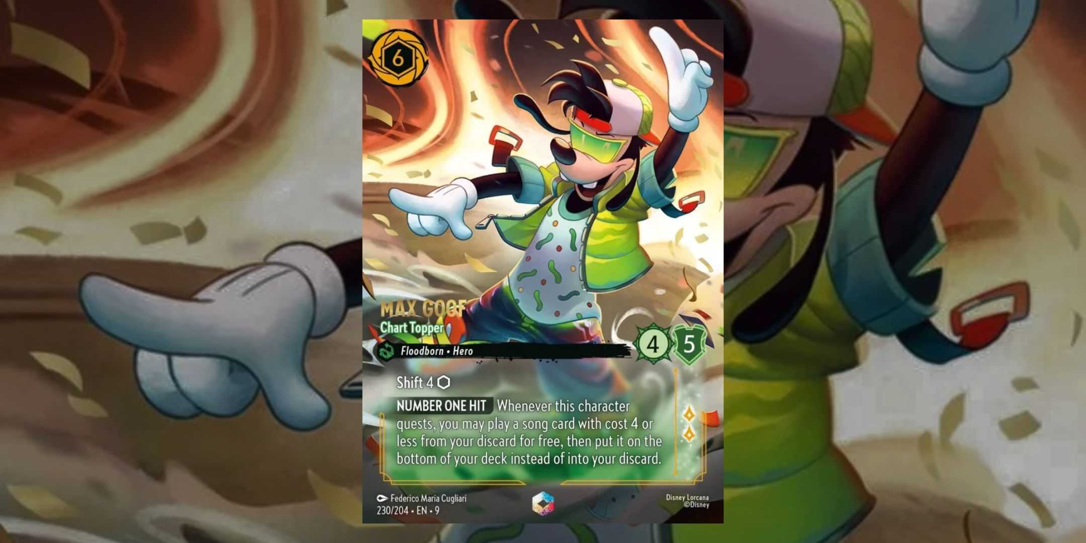 Набор "Fabled" от Disney Lorcana с волшебной картой Макс Гуф в центре