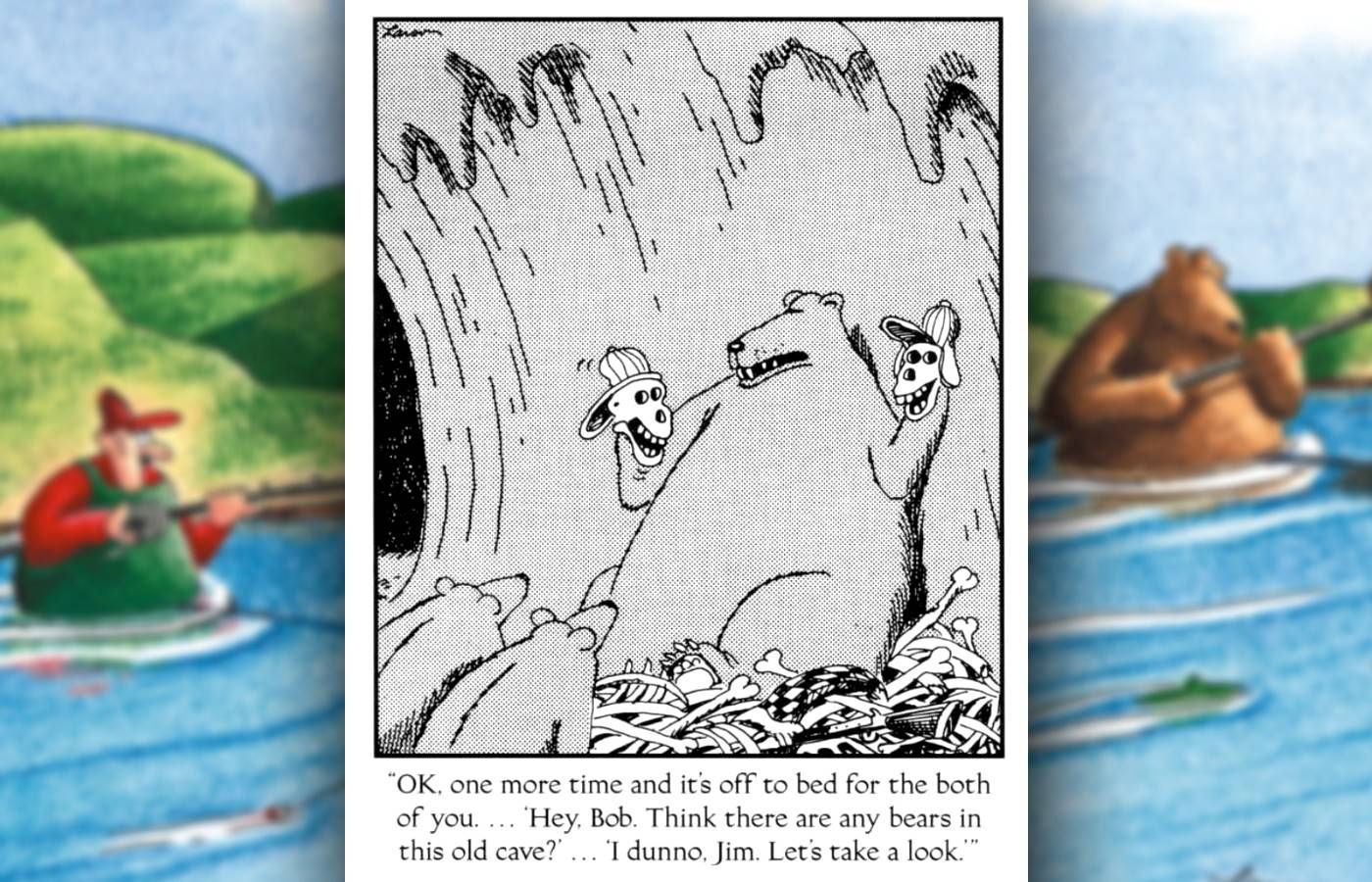 комикс *Far Side*, где медведь играет с черепами