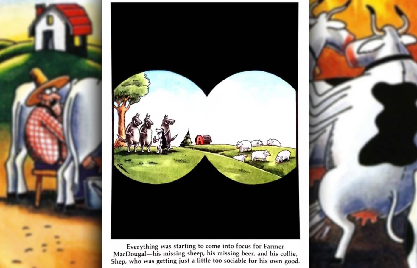 комикс "Far Side", где фермер следит за своим псом