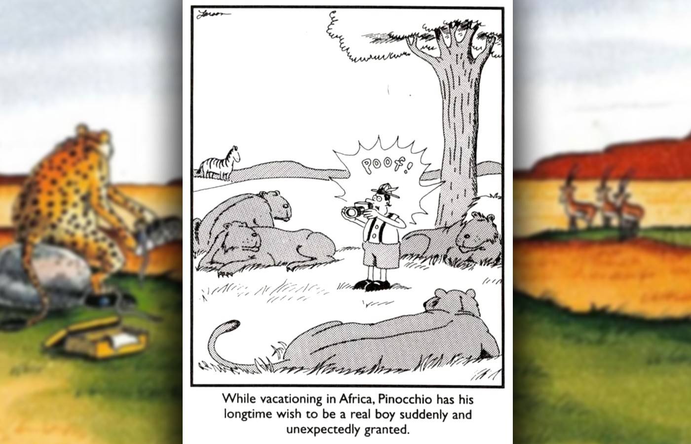 комикс "Far Side", где "Пиноккио" получает свое желание