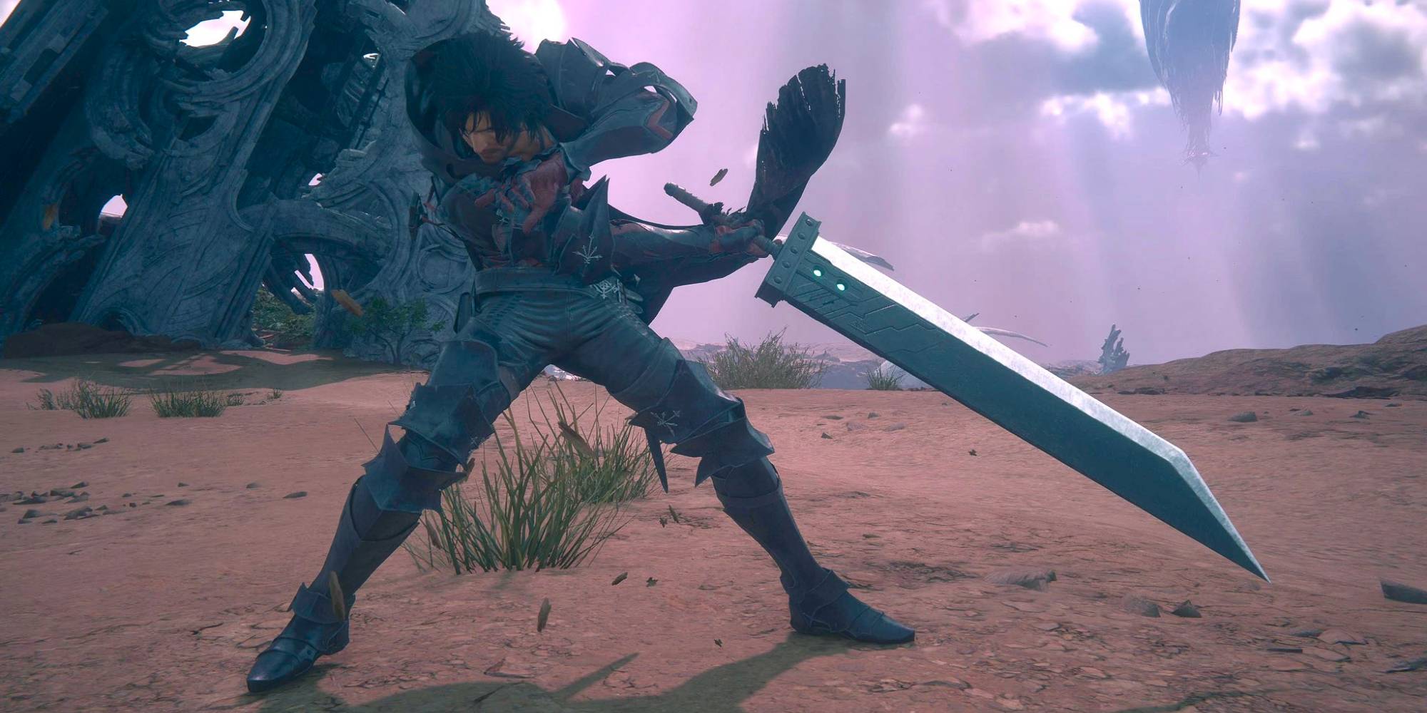 Клайв собирается нанести удар Бстер-Свордом на скриншоте из FF16.