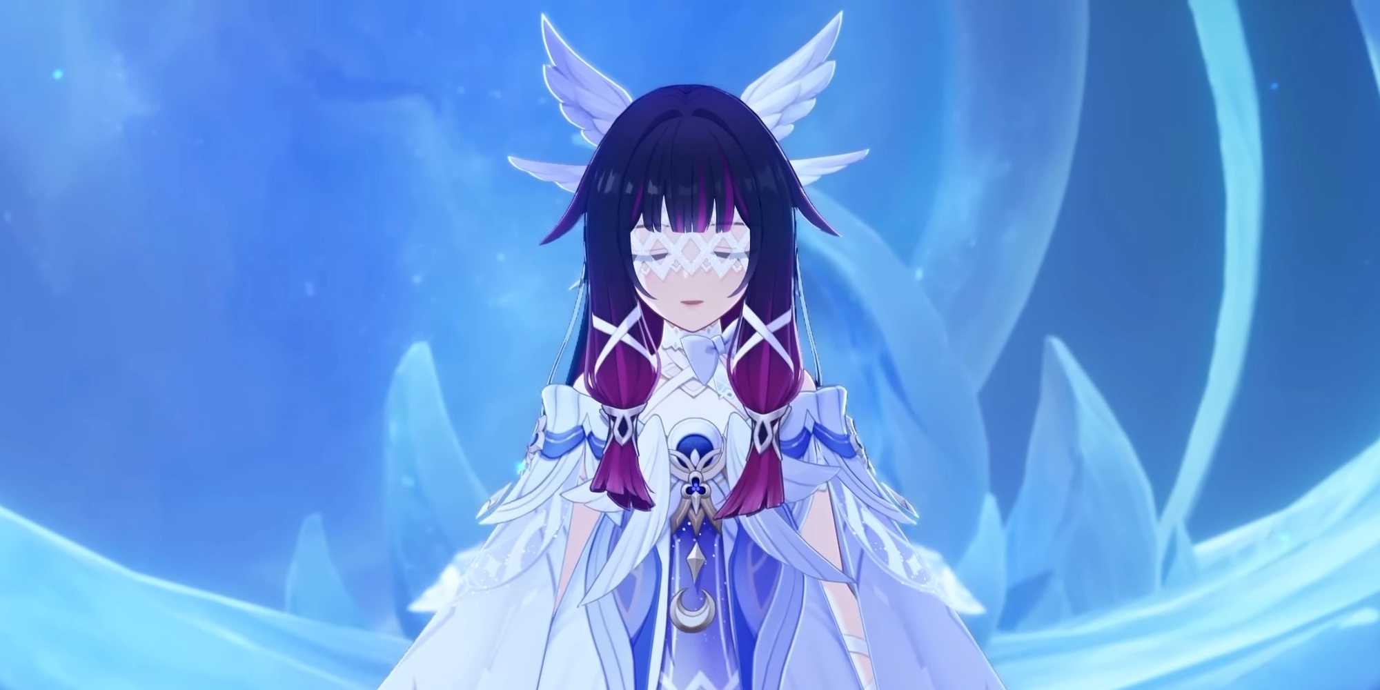 Колумбина выглядит спокойно в Genshin Impact.
