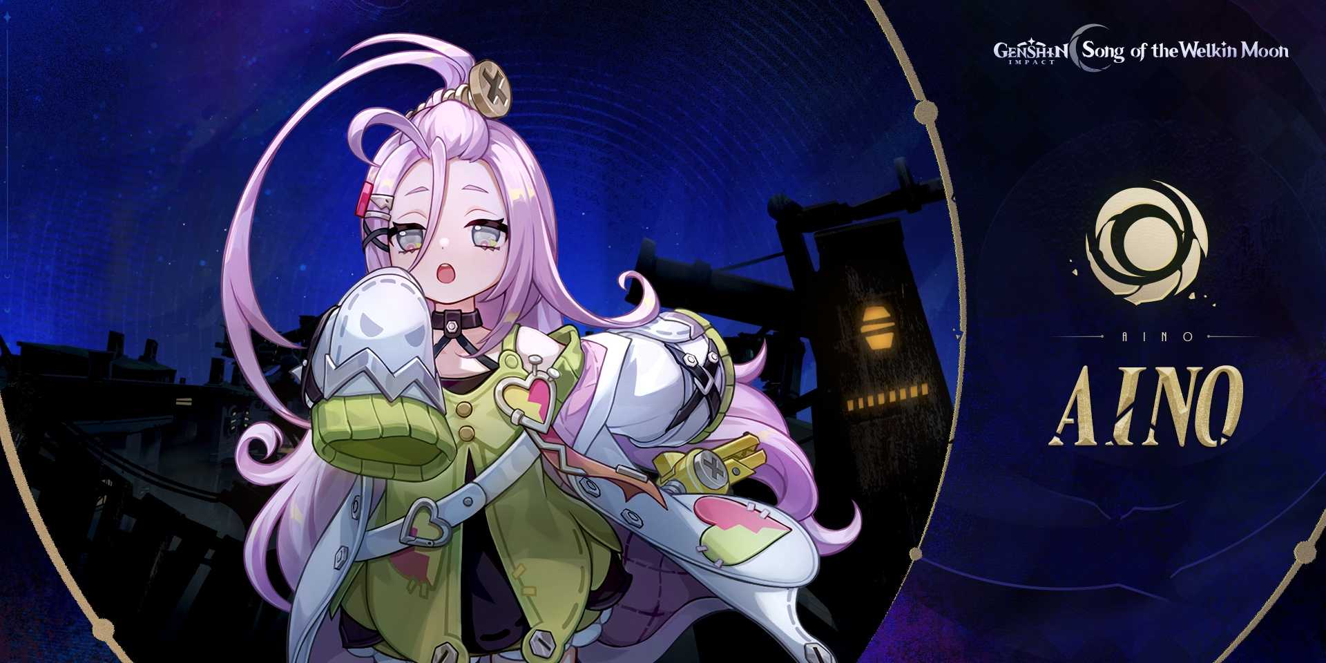 Аино из Genshin Impact поднимает руку вперед.