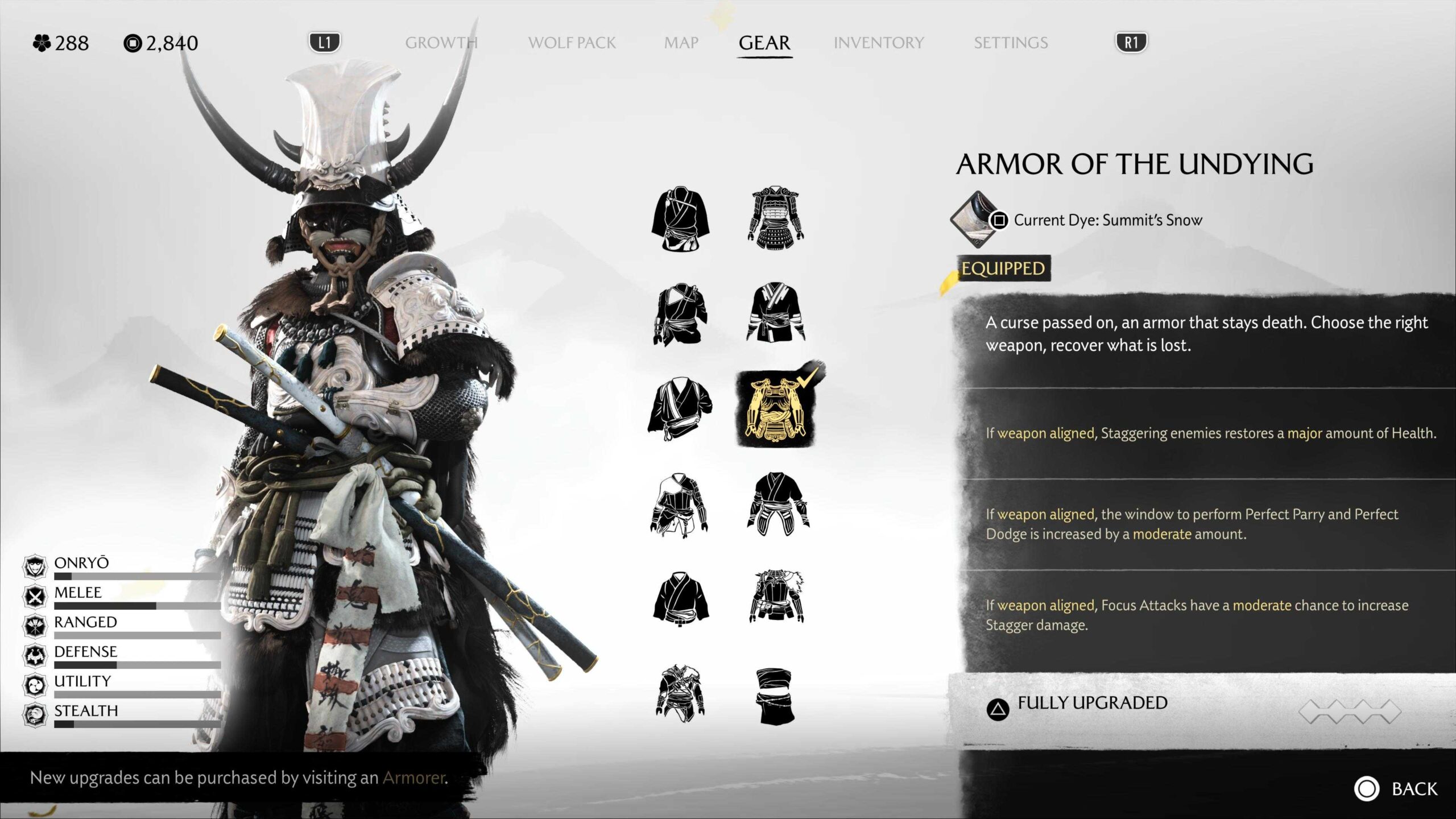 Ацу в броне Неумирающих в игре Ghost of Yotei.