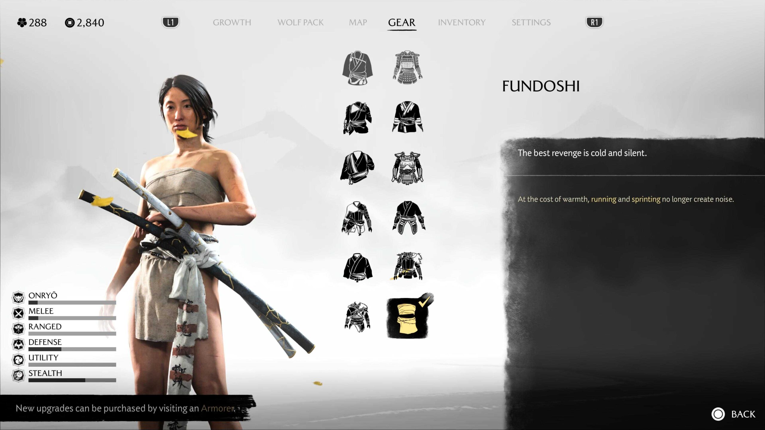 Atsu в фундоси в игре Ghost of Yotei.