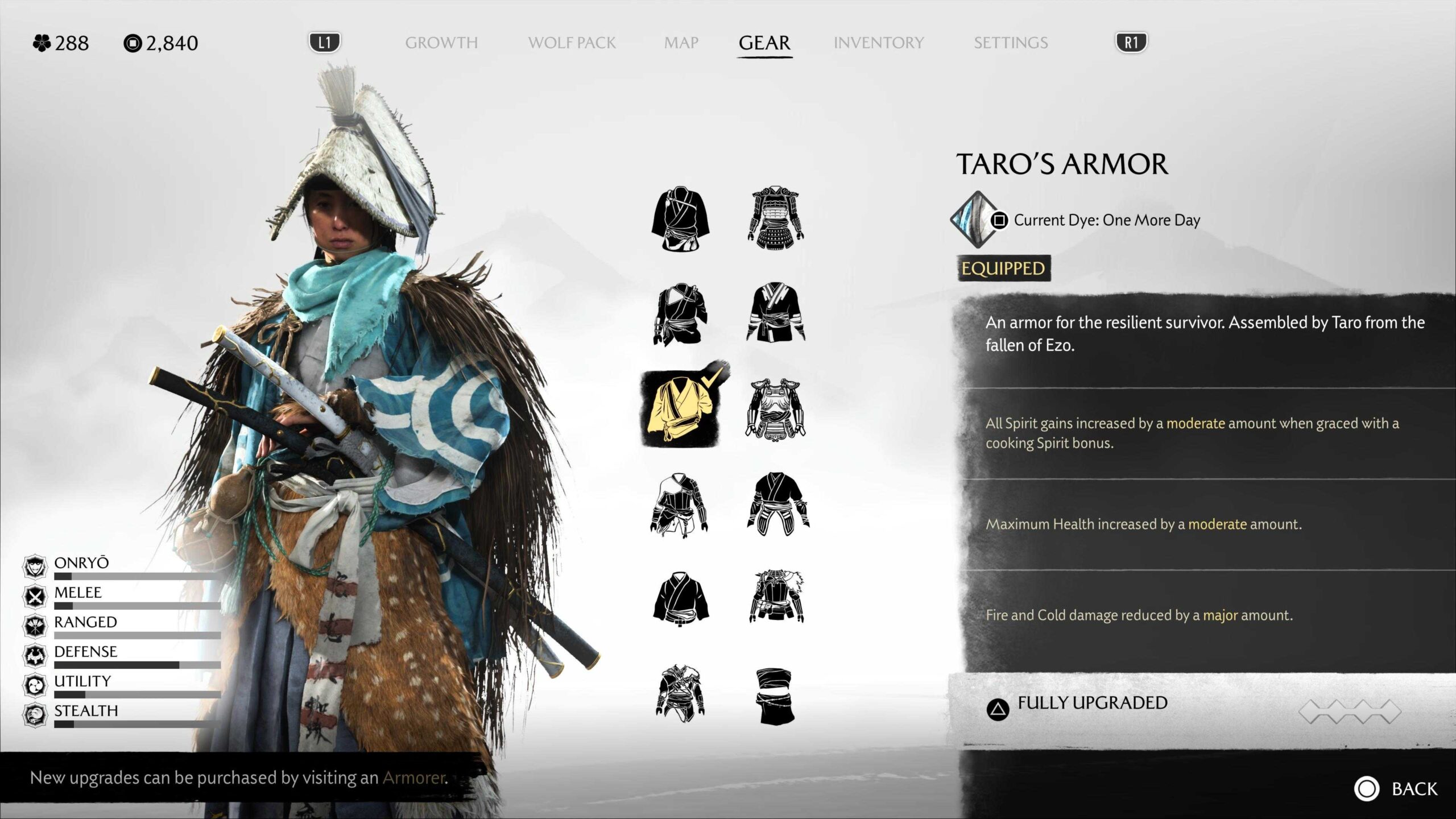 Ацу в броне Таро в игре Ghost of Yotei.