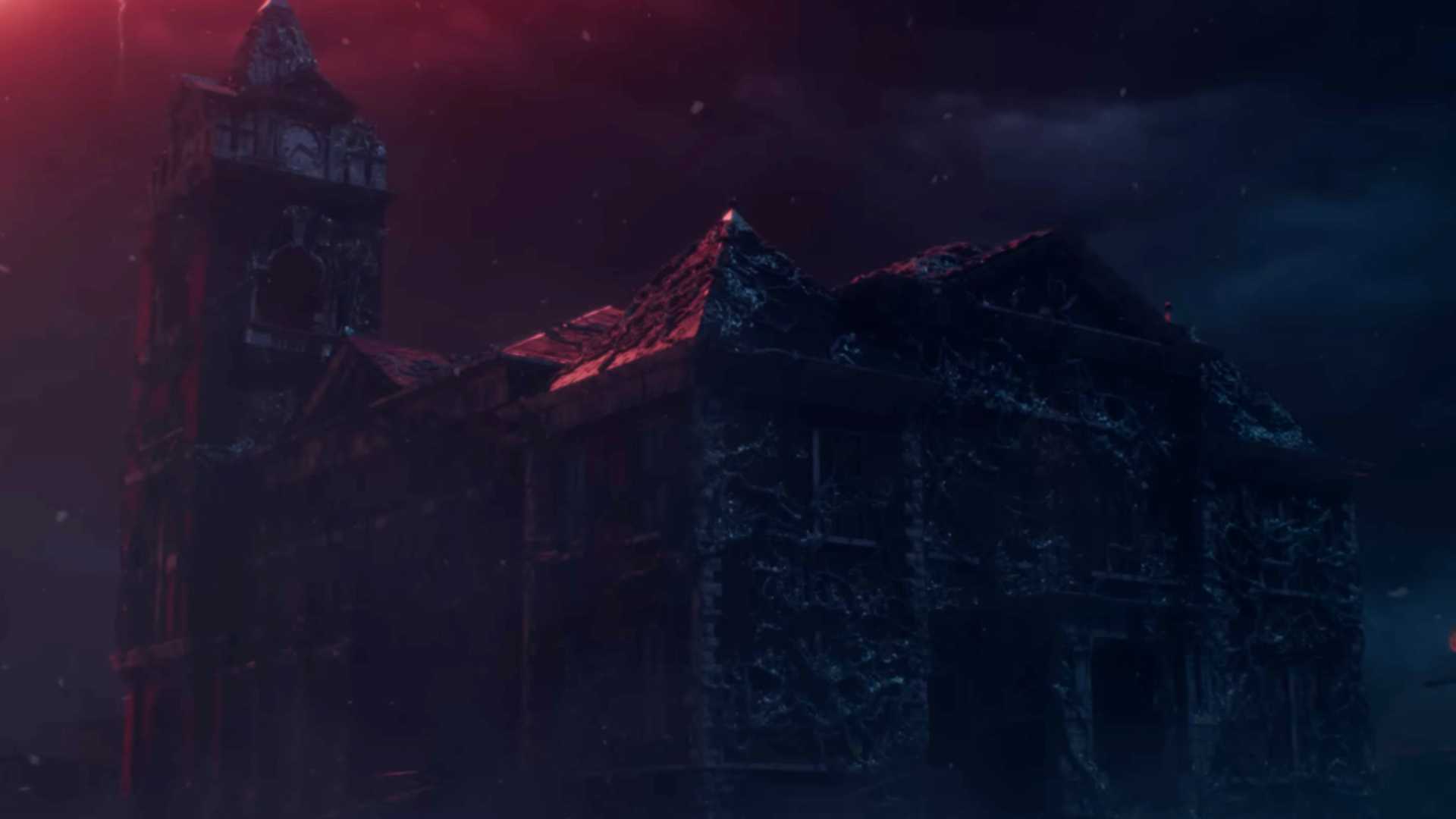 Изображение мэрии Хокинса в "Перевёрнутом мире" из 5-го сезона "Stranger Things" (2025)