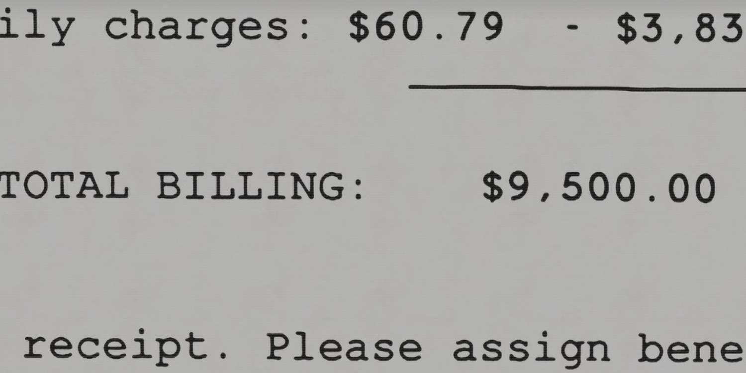 На этом изображении крупный план страхового счета с указанной суммой $9 500 в Hell Camp: Teen Nightmare.
