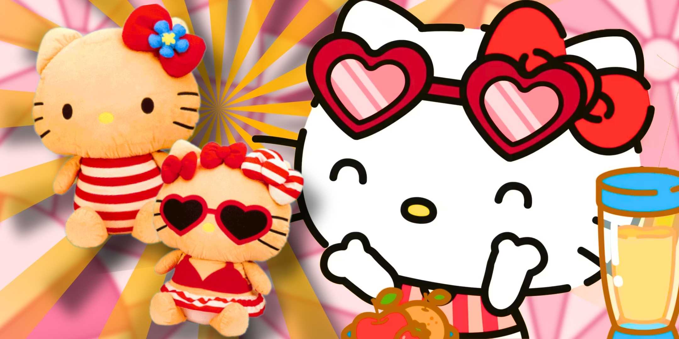 Hello Kitty с пляжным настроением и плюшевыми игрушками Hello Kitty