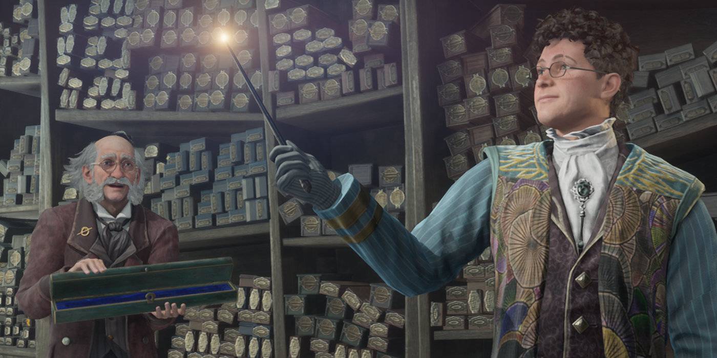 Главный герой Hogwarts Legacy в Ollivanders получает палочку