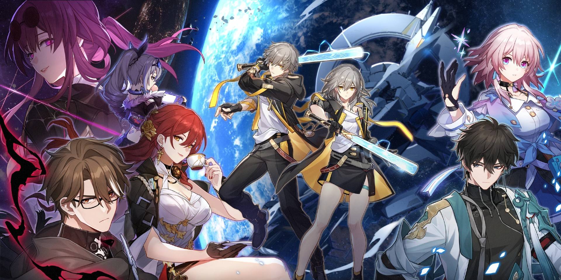 Коллекция персонажей из Honkai: Star Rail, включая Trailblazer, March 7th и Dan Heng