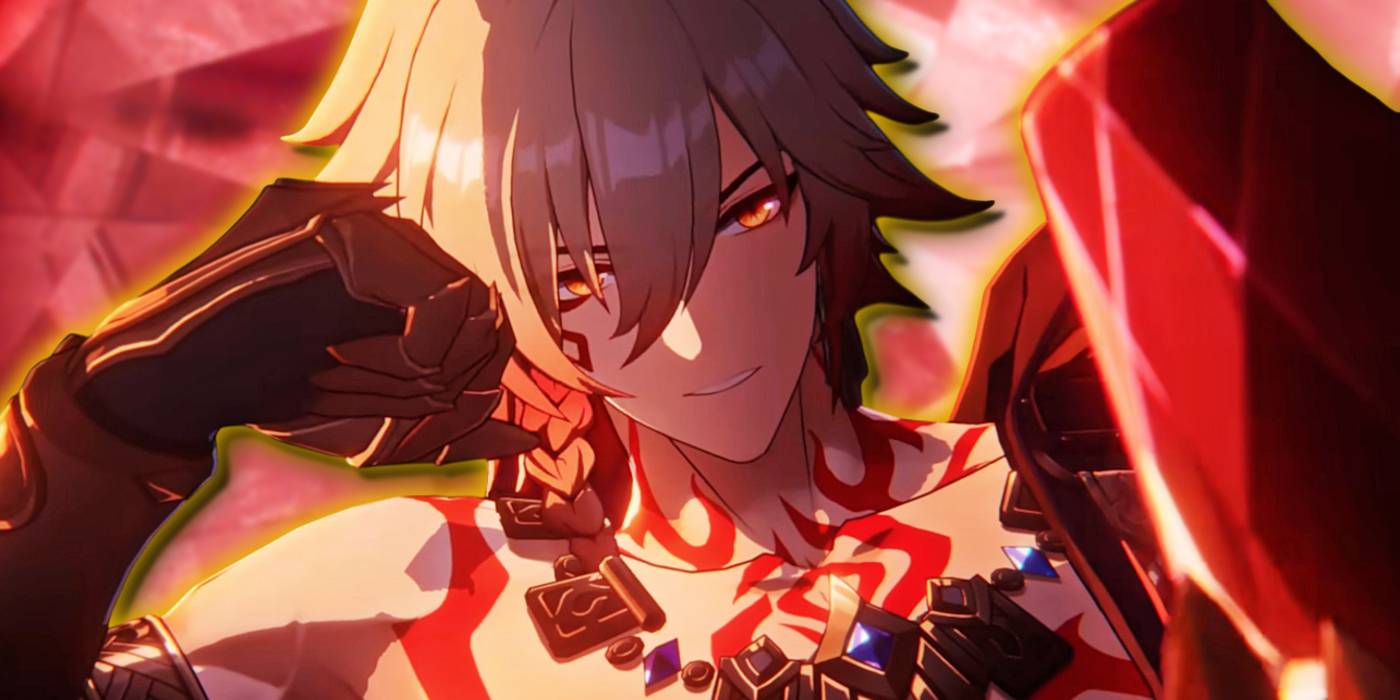 Mydei из Honkai: Star Rail лежит с головой на руке.