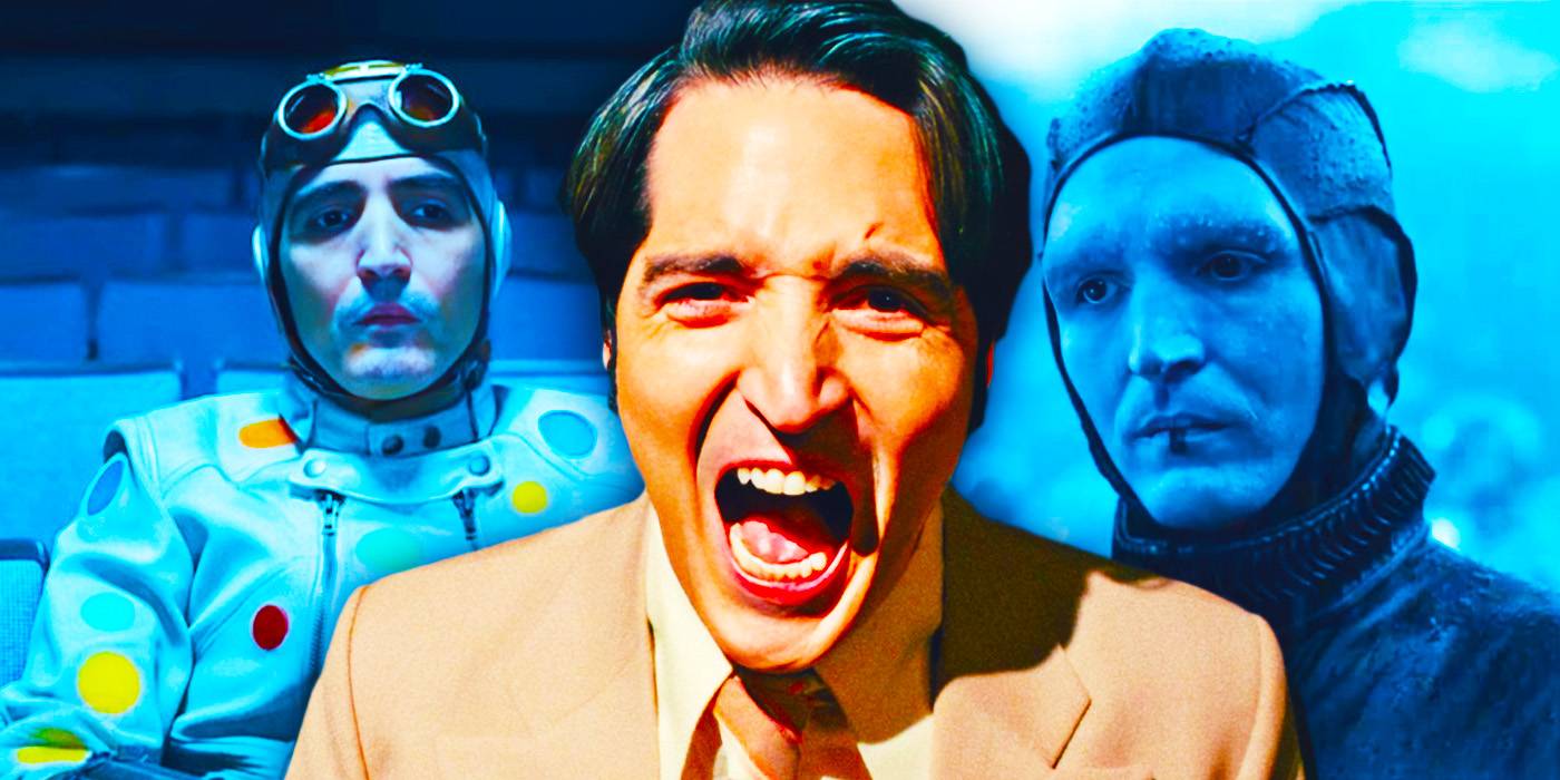 Коллаж с Дэвидом Дастмальчаном в фильмах "Late Night with the Devil", "Suicide Squad" и "Dune: Part Two"