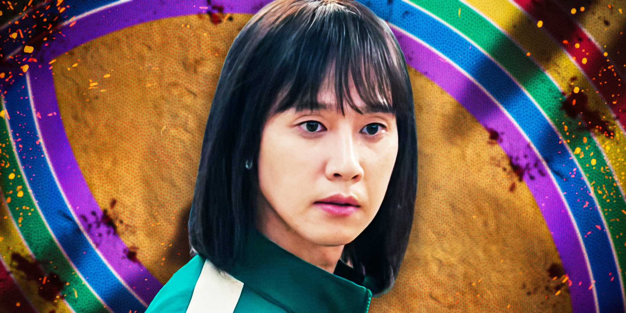 Хён-джу перед радужным кругом в 2 сезоне "Игра в кальмара"