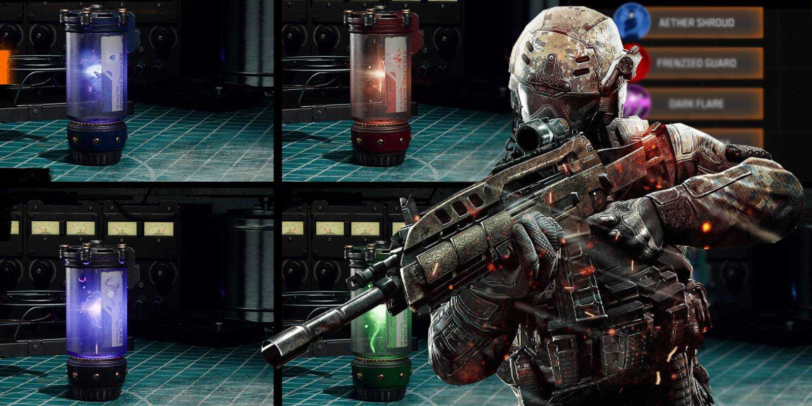 Солдат из Call of Duty Black Ops 6, направляющий оружие на контейнеры с улучшением поля боя