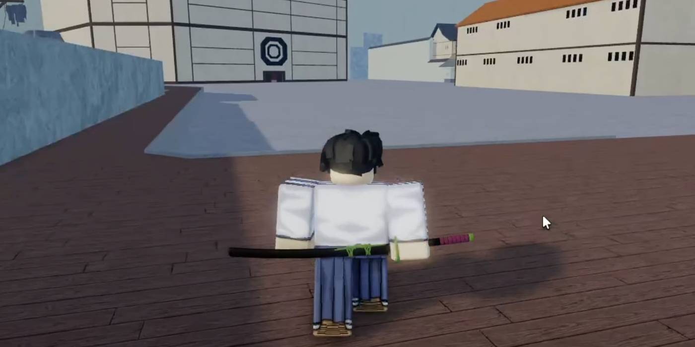 Игрок в игре Type Soul, персонаж Soul Reaper, идет по территории Soul Society