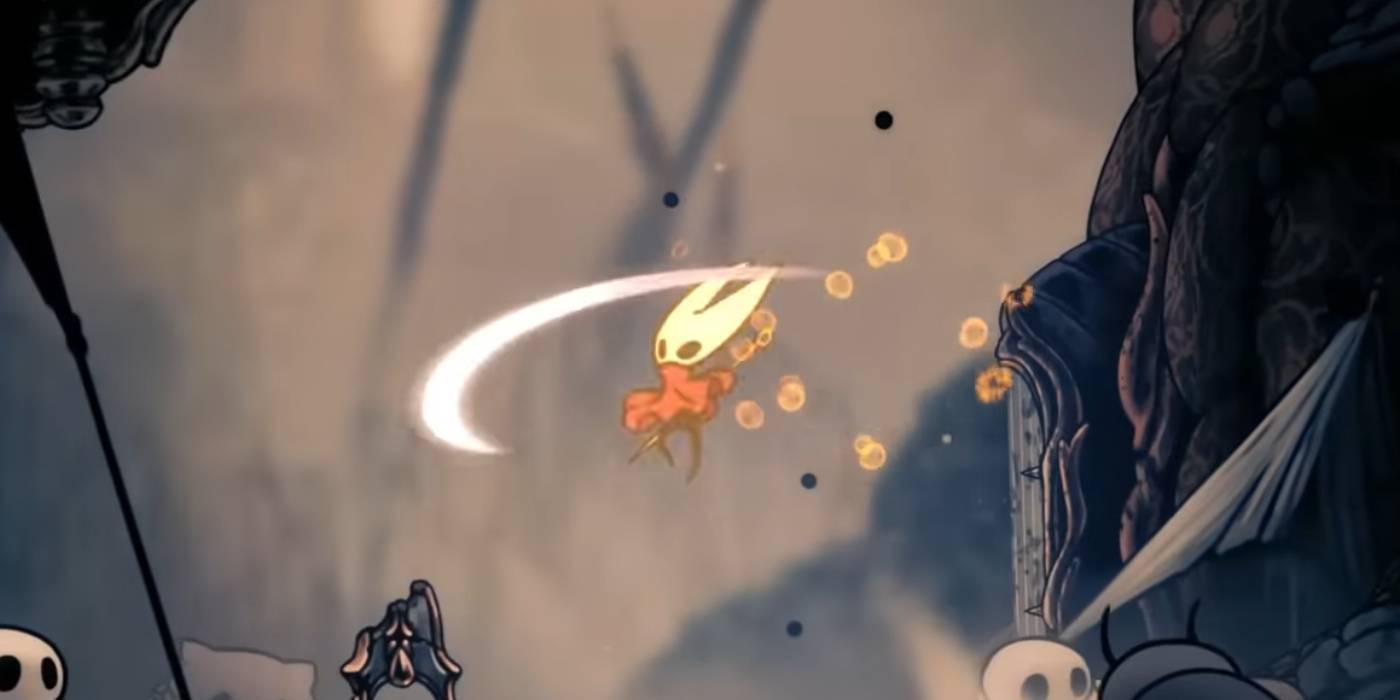 Hornet сражается с Hollow Knight Silksong после получения бонуса к скорости от Flea Brew