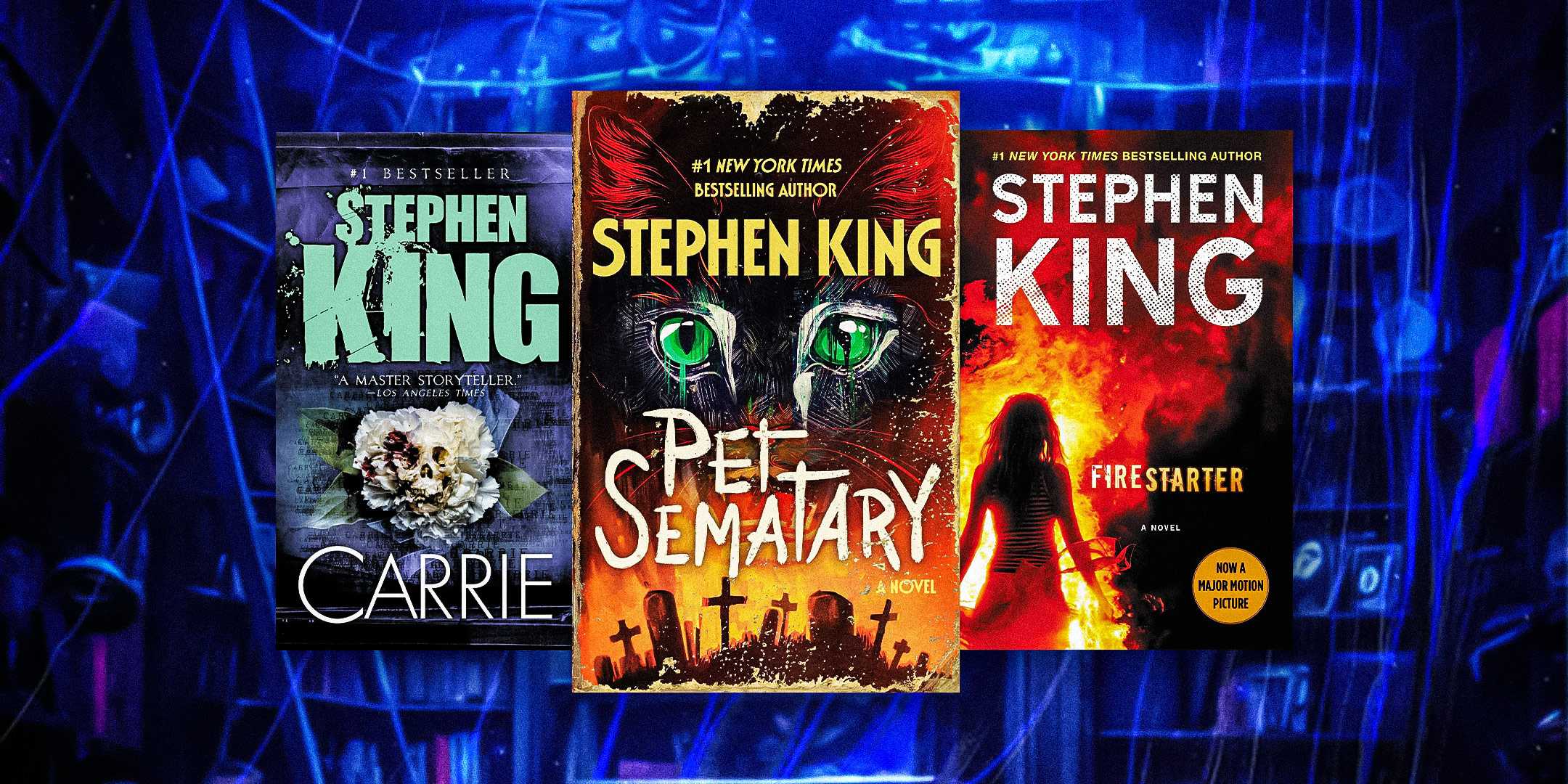 Обложки книг "Carrie", "Firestarter" и "Pet Semetary"