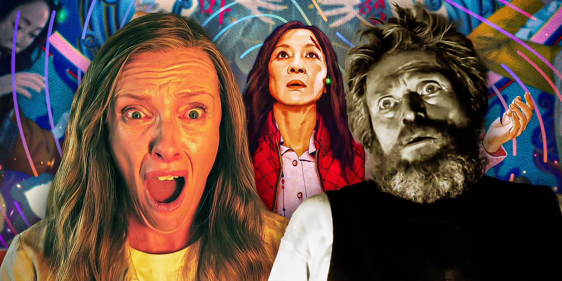 Изображения из Everything Everywhere All at Once, Hereditary и The Lighthouse