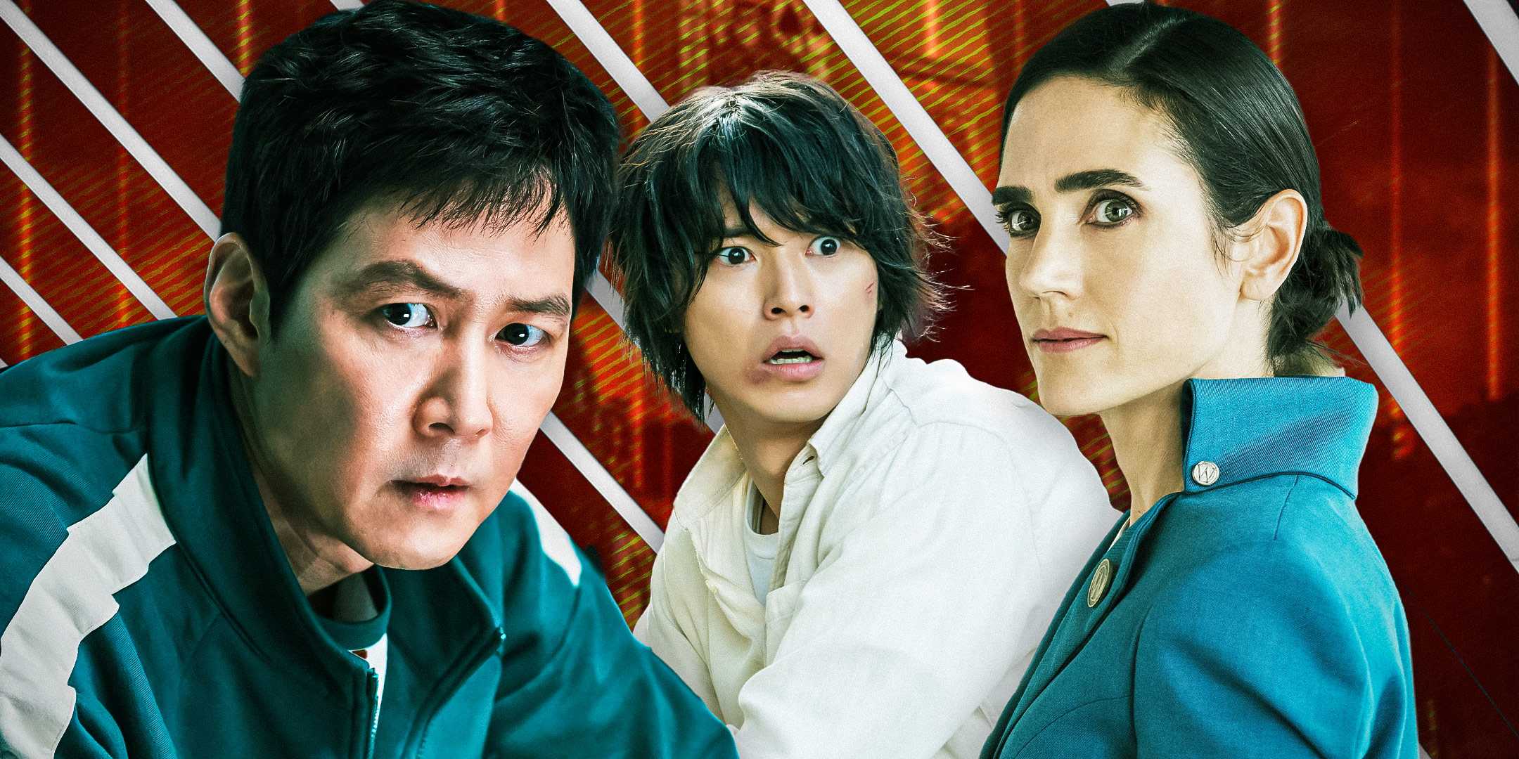 Изображения из "Игра в кальмара", "Алиса в Стране чудес" и "Снежный покров"