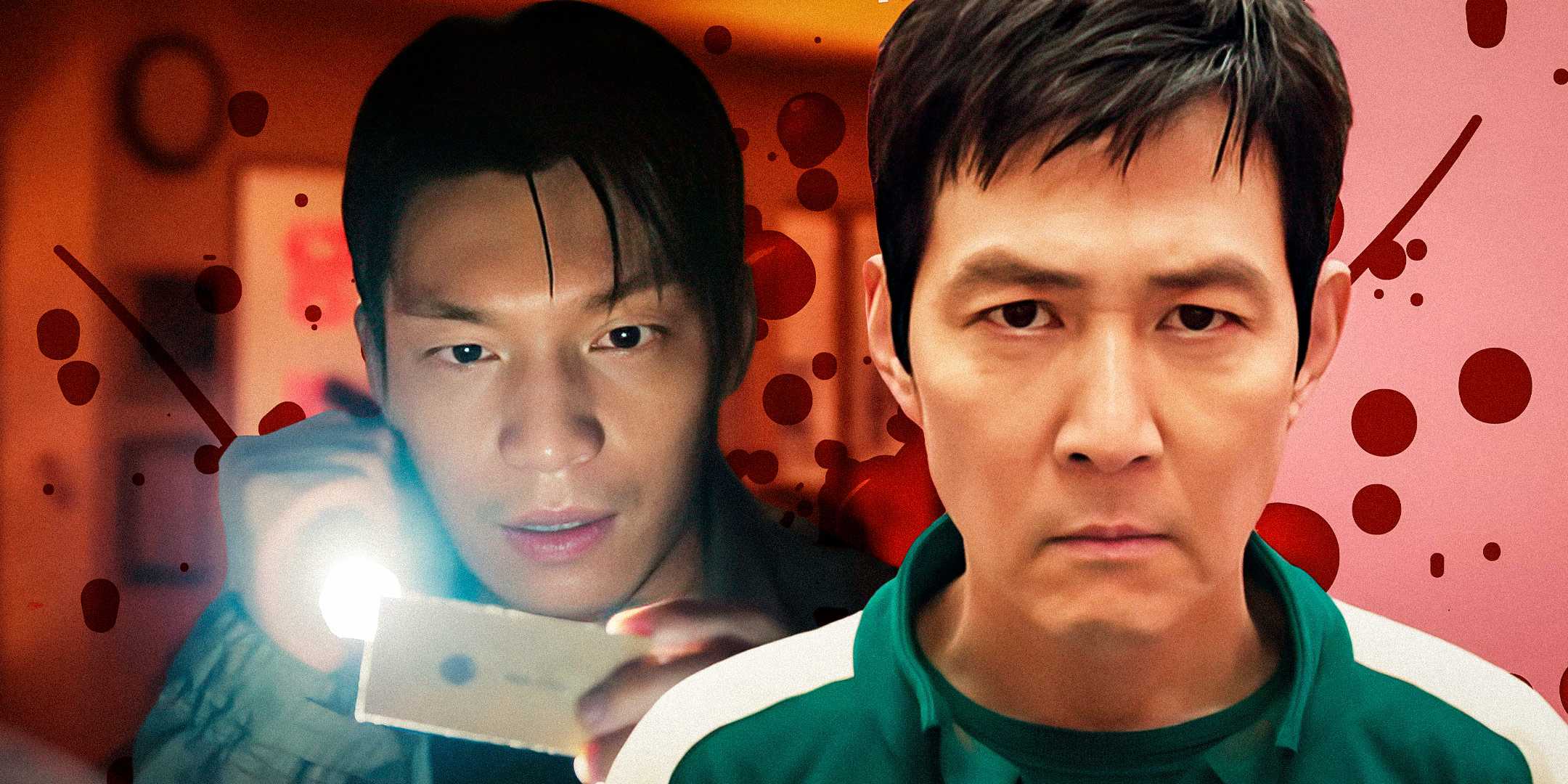 Джон-хо смотрит на визитку, а Ги-хён выглядит серьёзно в 2 сезоне "Игра в кальмара"