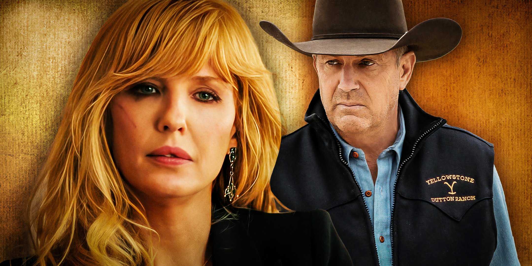 Келли Райли в роли Бет и Кевин Костнер в роли Джона в "Yellowstone".