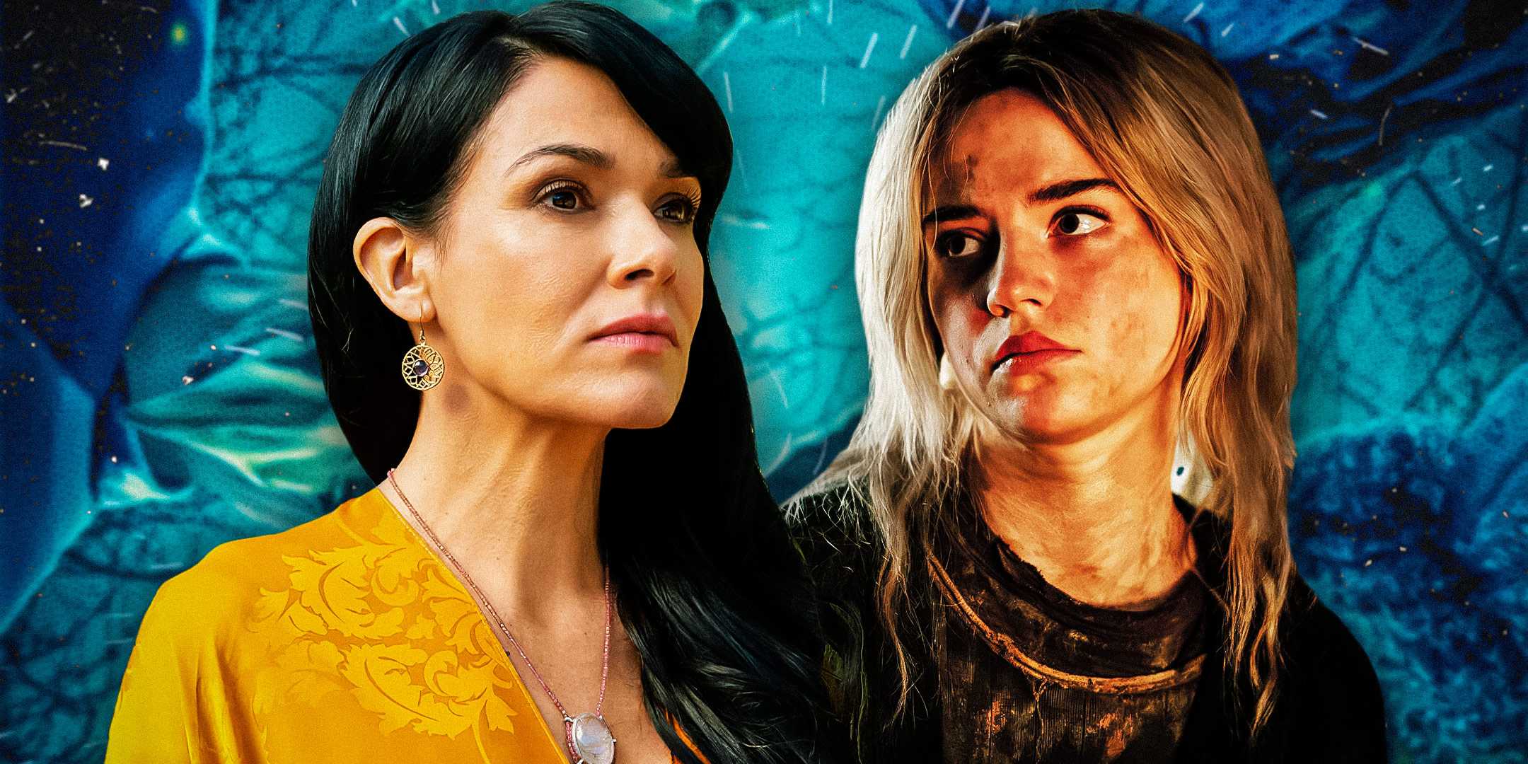 Кастомное изображение старшей Лоти и молодой Натали, серьезно смотрящих в *Yellowjackets*