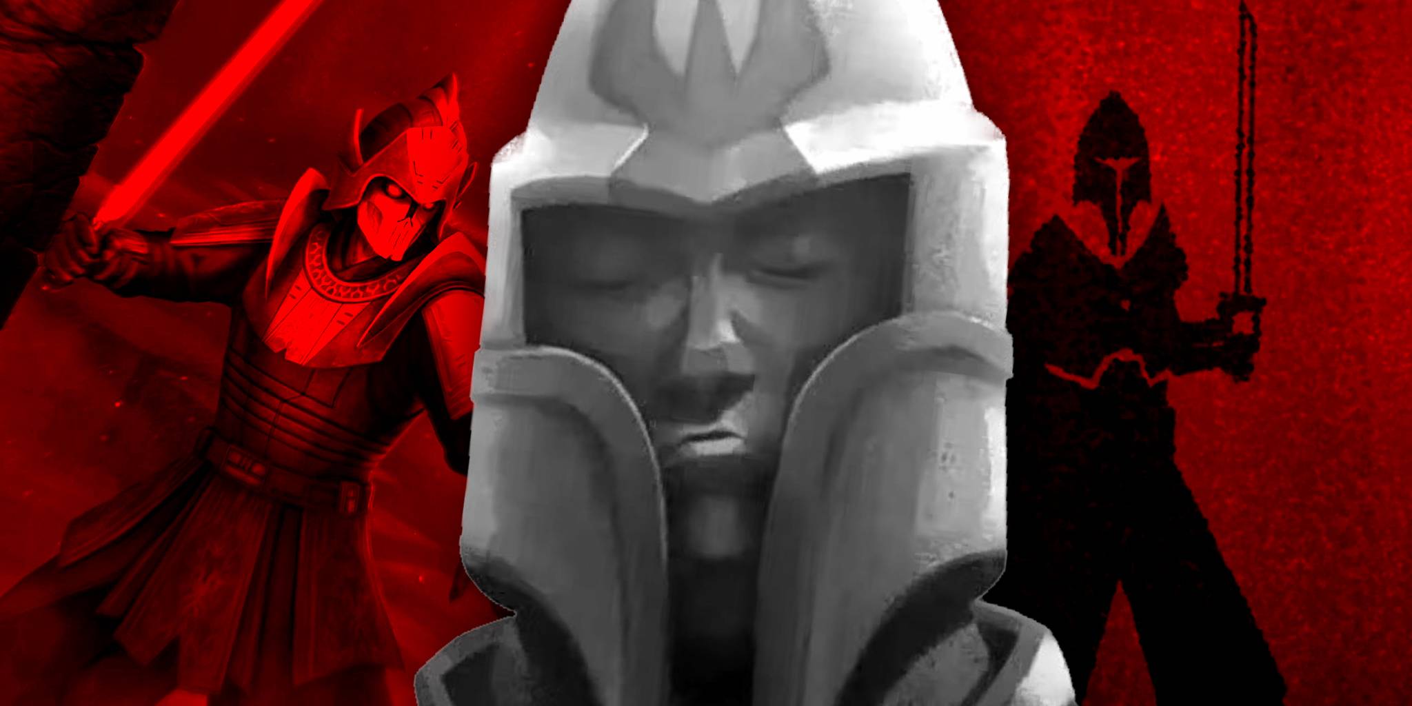 Тарре Визла на переднем плане, с Дартом Баном и Визлой с его Дарксейбером на заднем плане