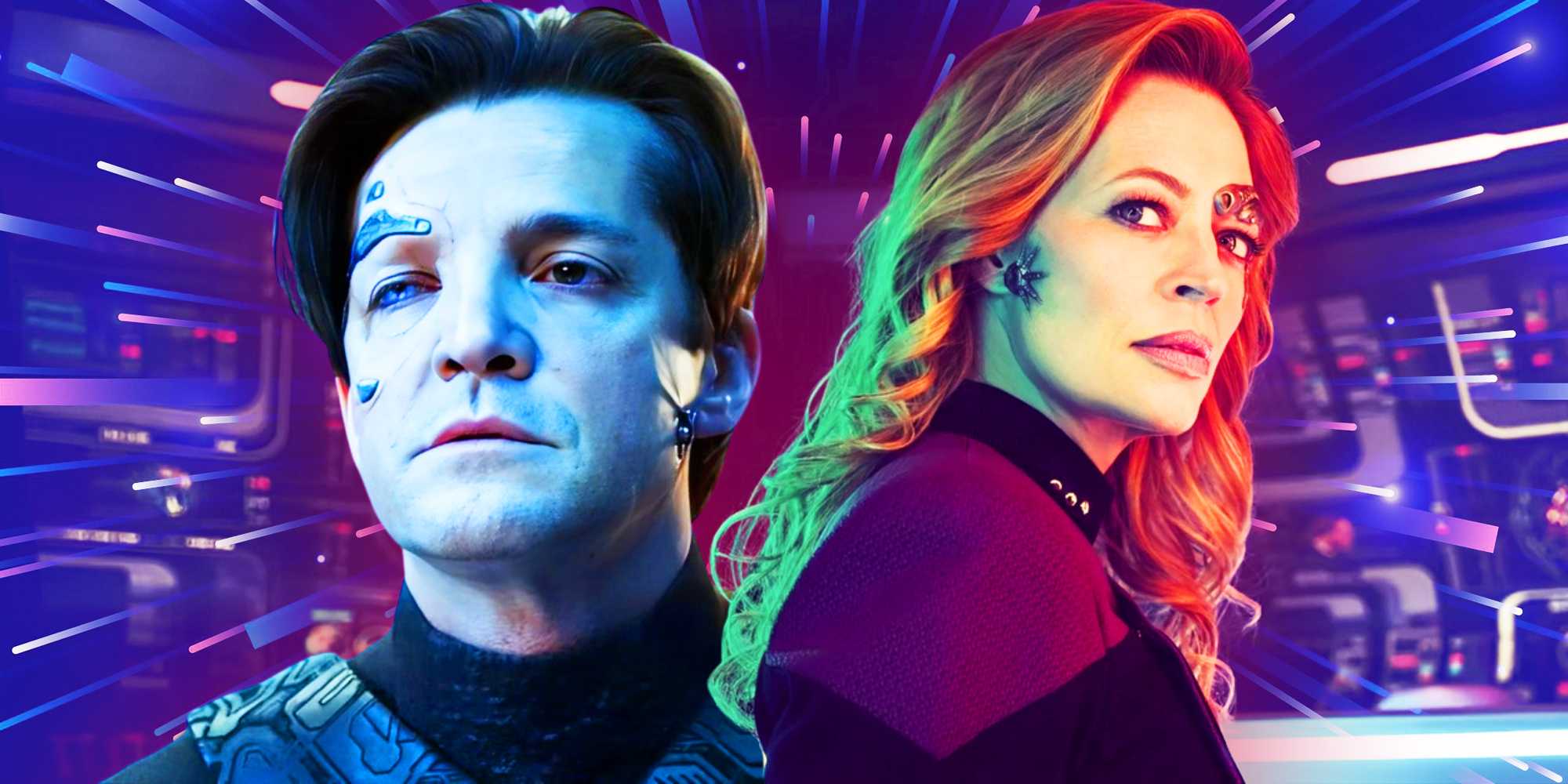 Джери Рен в роли капитана Сейвен из Star Trek: Picard, сезон 3, и Джонатан Дель Арко в роли Хуга из Star Trek: Picard, сезон 1