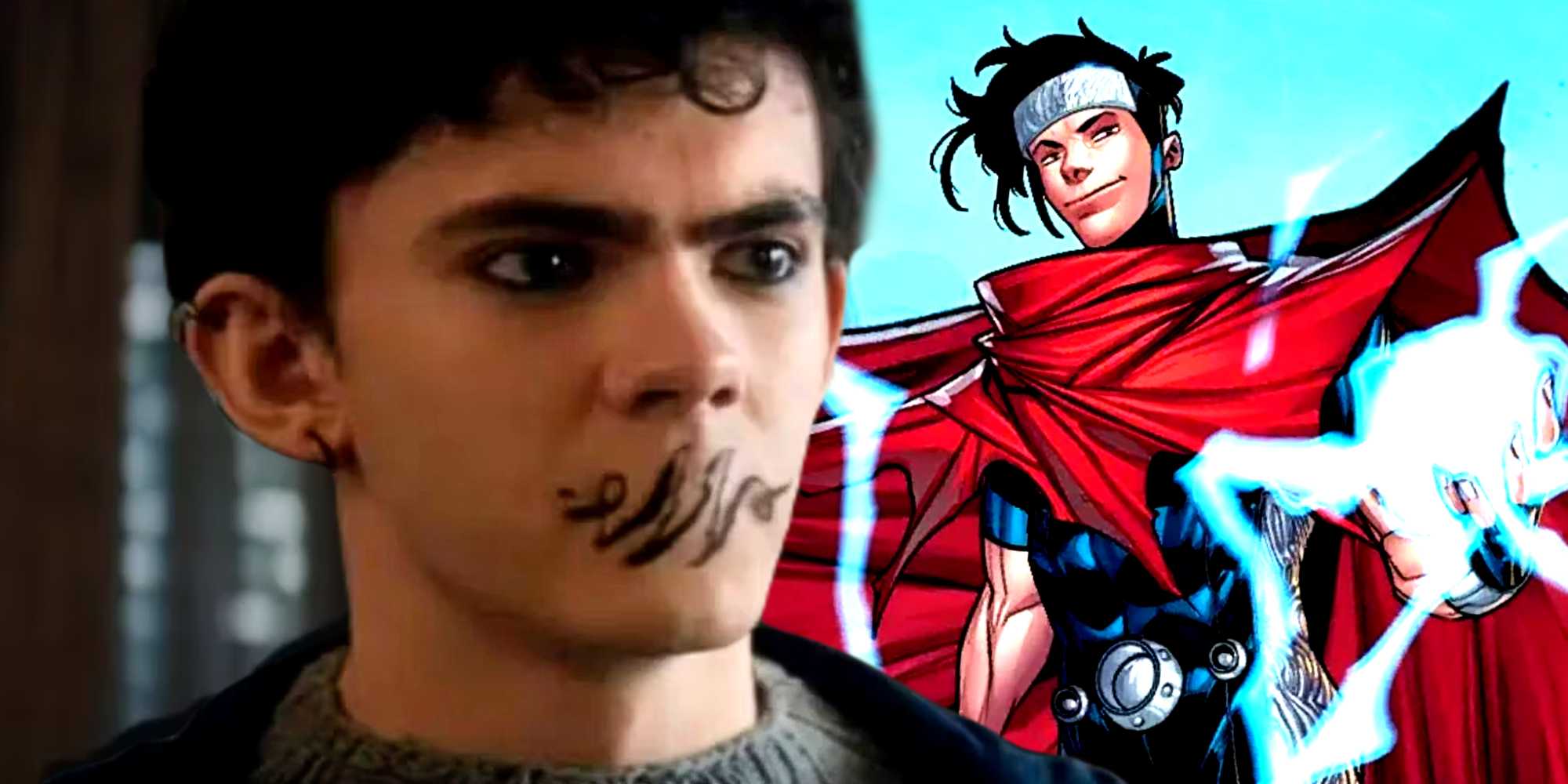 Подросток Джо Лока в "Agatha All Along" застывает с открытым ртом, а Виккан использует свои магические силы в Marvel Comics