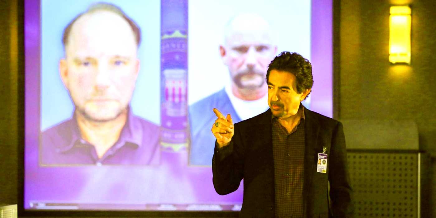 Джо Мантегона в роли Дэвида Росси с фотографией Томаса Томи Ятеса на заднем плане в сериале "Criminal Minds", цветное редактирование