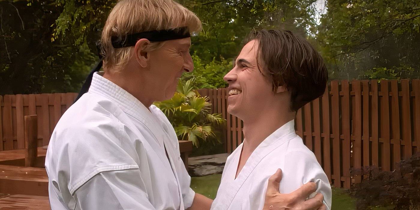 Уильям Забка в роли Джона Лоуренса и Таннер Бахан в роли Робби Кина в 3-й части 6-го сезона "Кобра Кай".