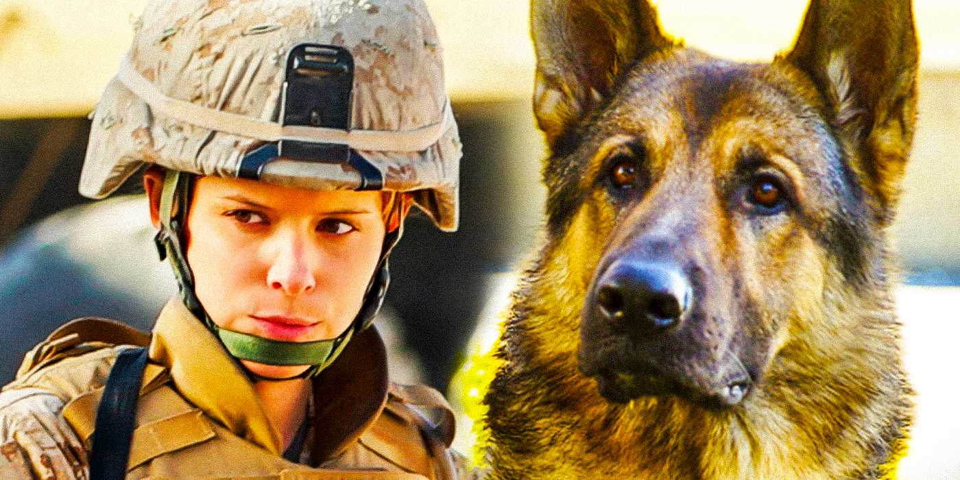 Кейт Мар в роли Мэгэн Леви с собакой Рекс из фильма Megan Leavey