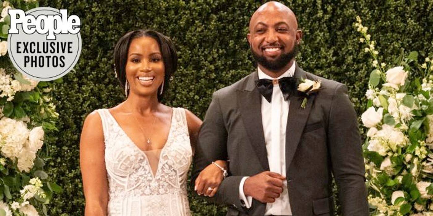 Кирстен и Шакил из 16-го сезона *Married At First Sight* улыбаются на своих свадебных фотографиях