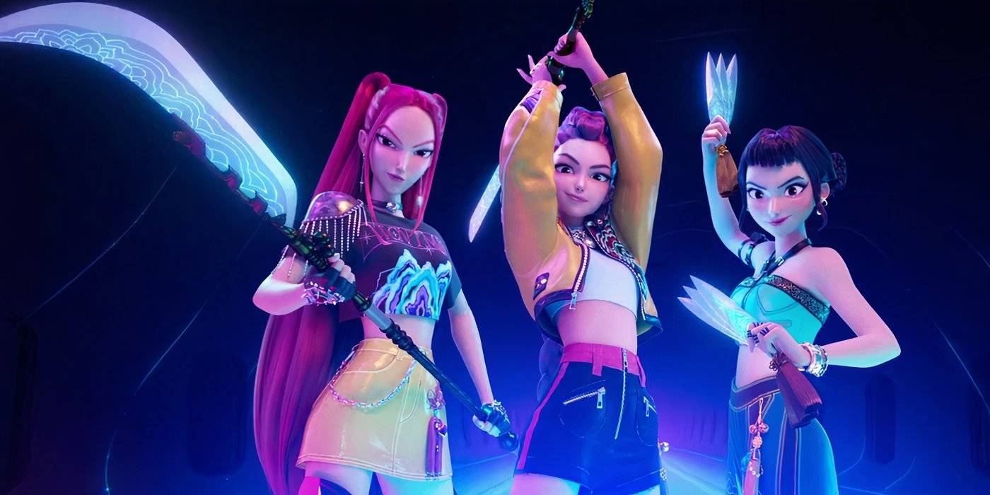 Группа девушек, позирующая в KPop Demon Hunters