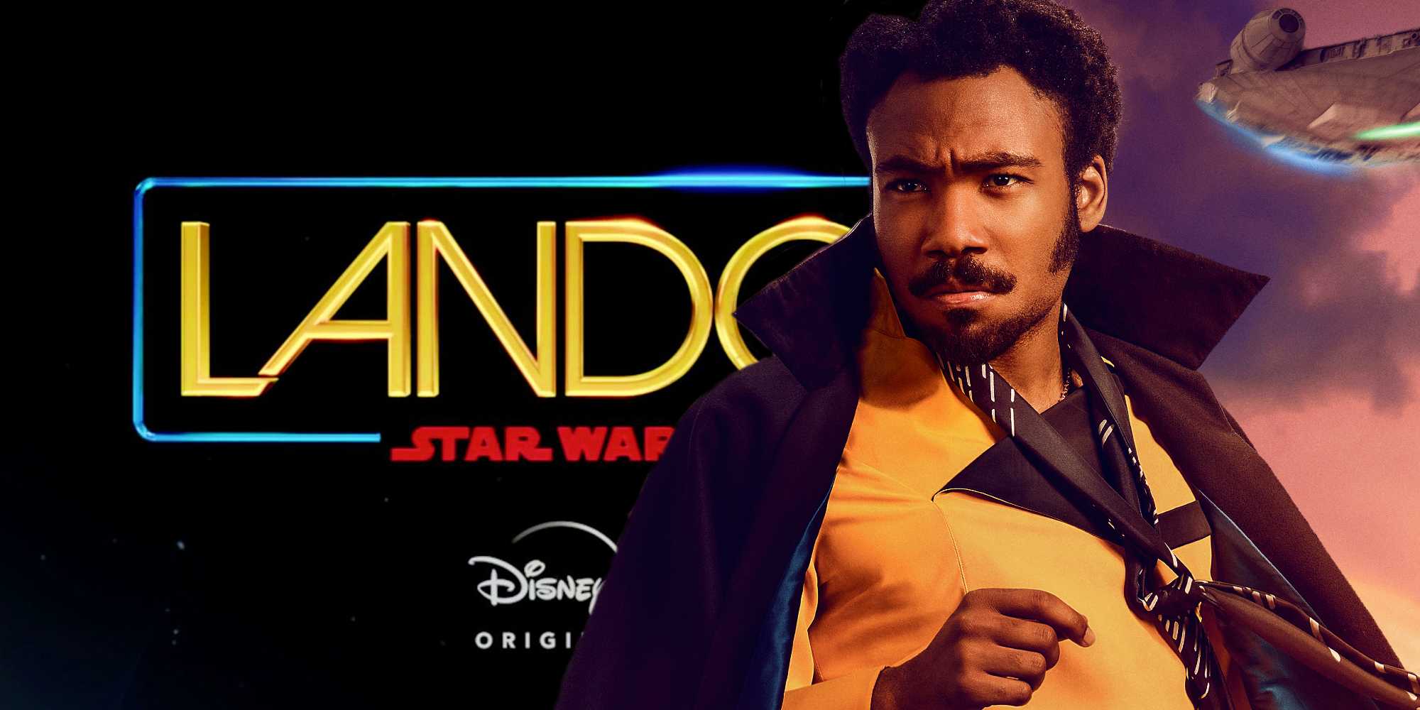 Логотип *Lando* рядом с Дональдом Гловером в роли Ландо Кал리스са из *Solo: A Star Wars Story